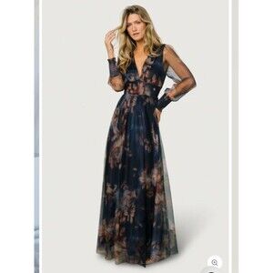 NWT Baltic Born Blue Floral Layla Tulle Maxi Dress sz M Wedding Bridesmaid